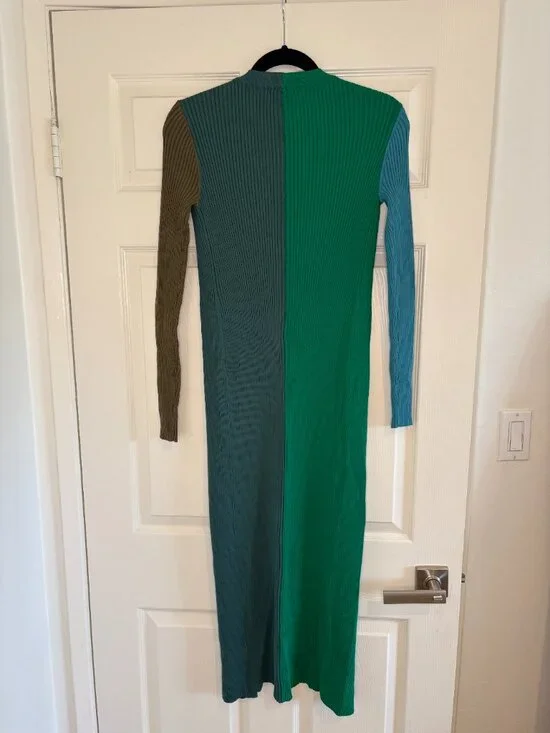 NWT Staud - Shoko Colorblocked Midi Dress in Fern-Multi - Picture 7 of 7